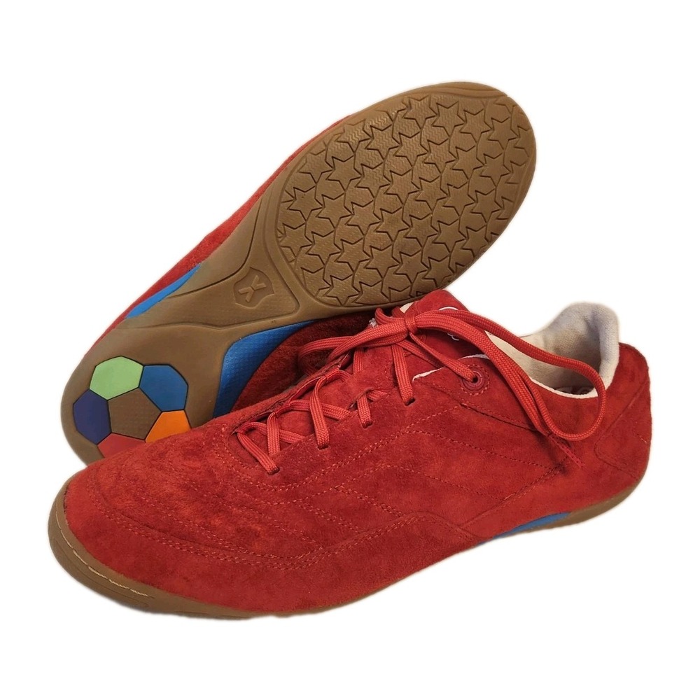 Pele Indoor Soccer Shoe Radium Red Suede Mens 11.5 Edgefish Trainers Futsal Rare